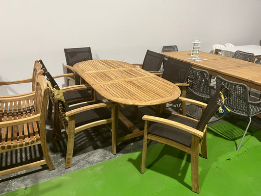 WAS $2499 NOW $1899 OPEN BOX Open Box (Never used) 7 Piece Teak 100% FSC Solid Wood Oval Patio Dining Set