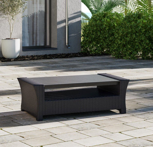 WAS $199 NOW $99  *BRAND NEW* Coffe Table Black Synthetic Wicker Patio | Ideal Furniture For Outdoor