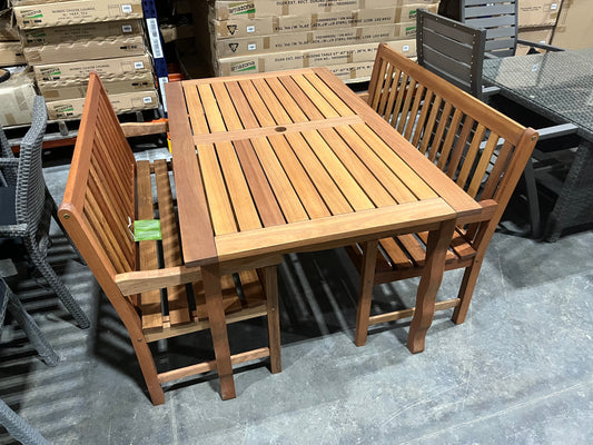WAS $699 NOW $499 Open Box (never used) 3 Piece Rectangular 100% FSC Certified Solid Wood Table Dining set