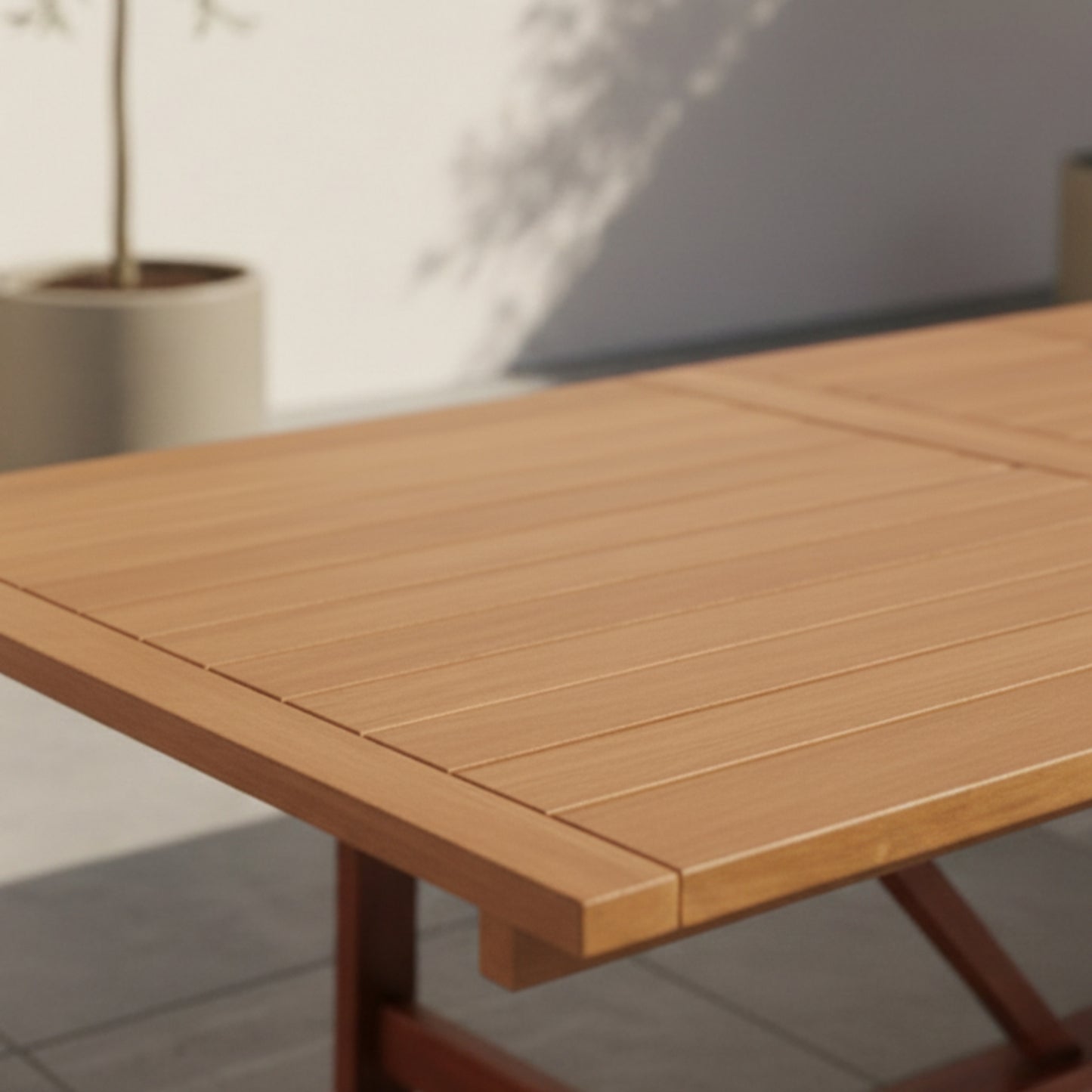 Leyland Deluxe Teak Finish  Solid Wood Rectangular Extendable Table