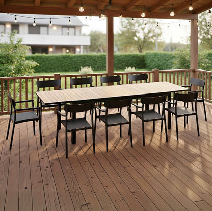 WAS $3599 NOW $1799 BRAND NEW 11-Piece Extendable Outdoor Dining Set - Patio Table and Chairs - Black Aluminum
