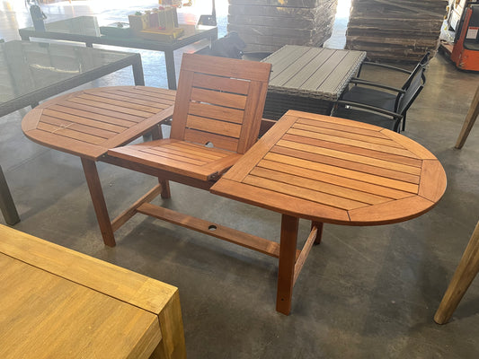 WAS $799 NOW $299 *BRAND NEW* OPEN BOX Oval Extendable 100% FSC Certified Solid Wood Outdoor Dining Set