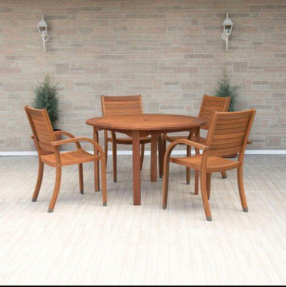 WAS $999 NOW $655 *BRAND NEW* Open Box 5 Piece Furniture Outdoor & Patio Dining Set - 100% Solid FSC Hardwood