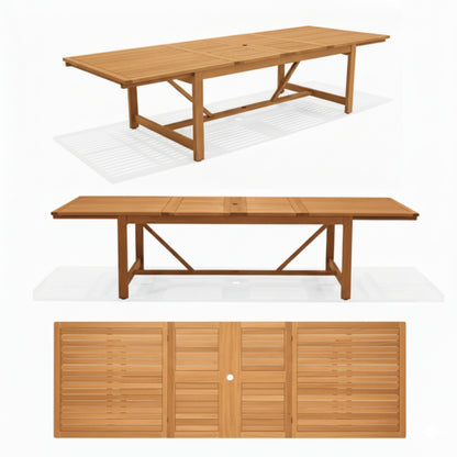 Leyland Deluxe Teak Finish  Solid Wood Rectangular Extendable Table