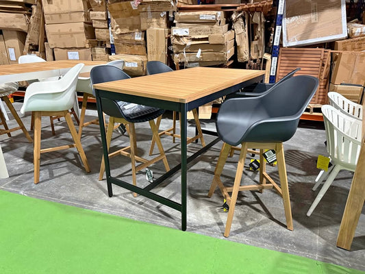 WAS $1199 NOW $599 BRAND NEW 5-Piece Patio High Top Bar Set - Outdoot Aluminum and Wood Bar Table and Chairs