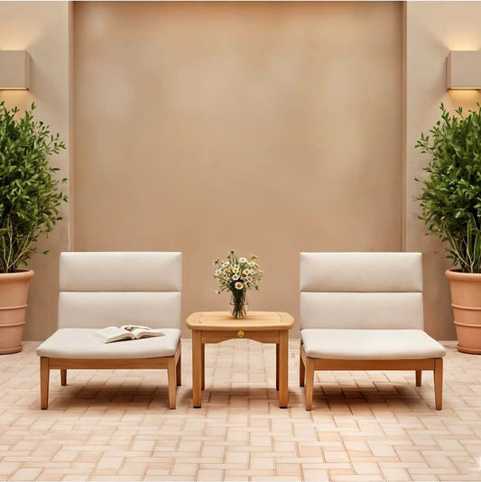 WAS $999 NOW $499 BRAND NEW 3-Piece Patio Sofa Chair Set - Outdoor Casual Seating Set - Solid Teak Wood