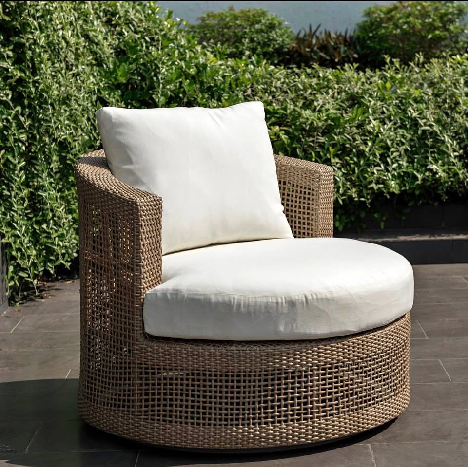 WAS $999 NOW $499 BRAND Outdoor Swivel Sofa Chair - Patio Wicker & Aluminum Brown Sofa Chair