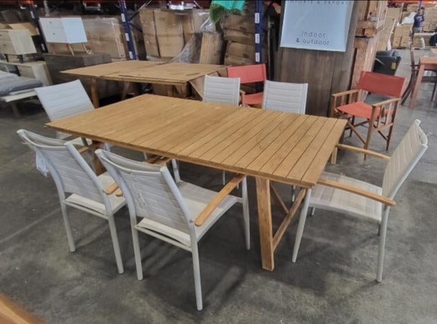 WAS $2299 NOW 1459 *BRAND NEW* OPEN BOX 7 Piece Extendable  Teak Wood Outdoor Dining Set