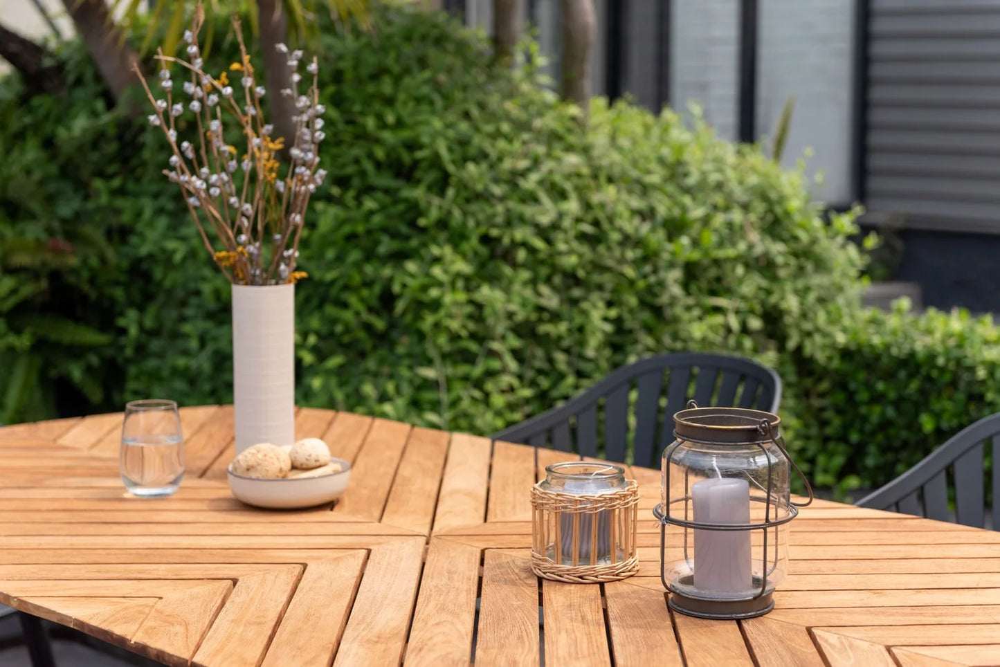 7 Piece Rectangular Dining Set, Made of Teak Wood and Olefin Cushions, Furniture Set For Outdoor And Patio