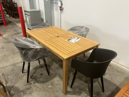 WAS $999 NOW $699 OPEN BOX (never used) 5 Piece Orlan Rectangular 100% FSC Certified Solidwood Outdoor Dining Set