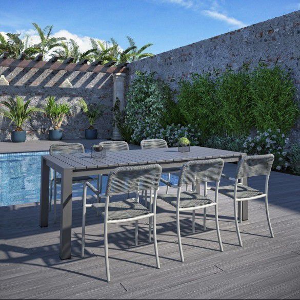 WAS $1699 NOW $1149 *BRAND NEW* 7 Piece Aluminum and Rope Patio Dining Set