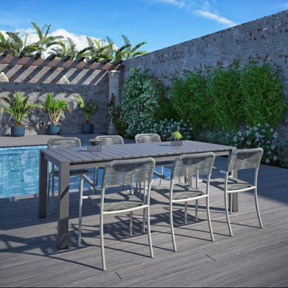 WAS $1699 NOW $1149 *BRAND NEW* 7 Piece Aluminum and Rope Patio Dining Set