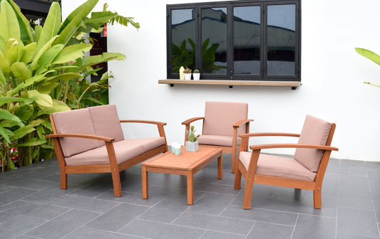 WAS $899. NOW $499 *BRAND NEW* 4 Piece 100% FSC Certified Solid Wood Seating Set | Ideal Furniture Set For Outdoor