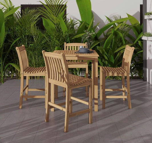 WAS $1999 NOW $1399 *BRAND NEW* 5 Piece Patio Patio Bar Set - 100% FSC Solid Teak Wood