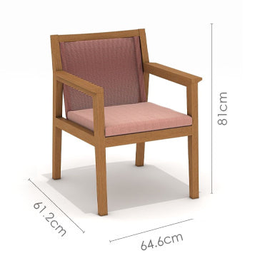 7 Piece Rectangular With Olefin Cushions Chairs Dining Set, Made of Teak Wood, Furniture Set For Outdoor And Patio