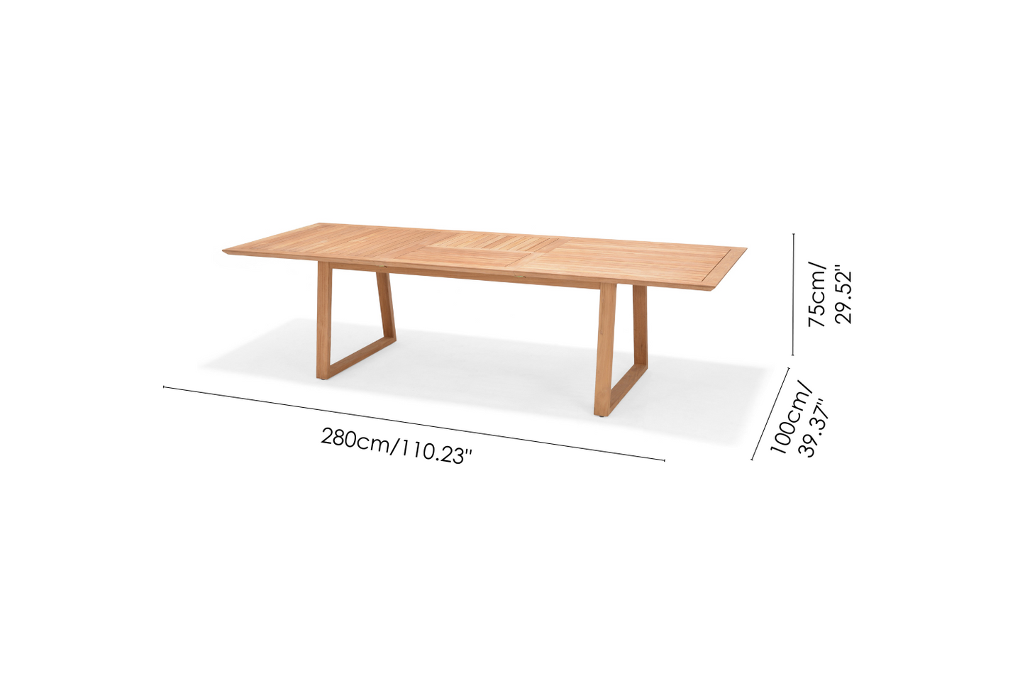 Agate Teak 100% FSC Certified Solid Wood Dining Extendable Table