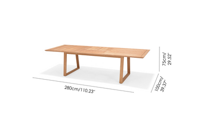 Agate Teak 100% FSC Certified Solid Wood Dining Extendable Table