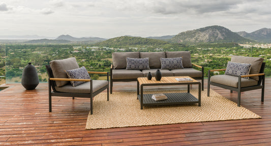 WAS $4499. NOW $2799. BRAND NEW 5 Piece Dark Conversation Set Made of Die-cast Aluminum Witch Cushions