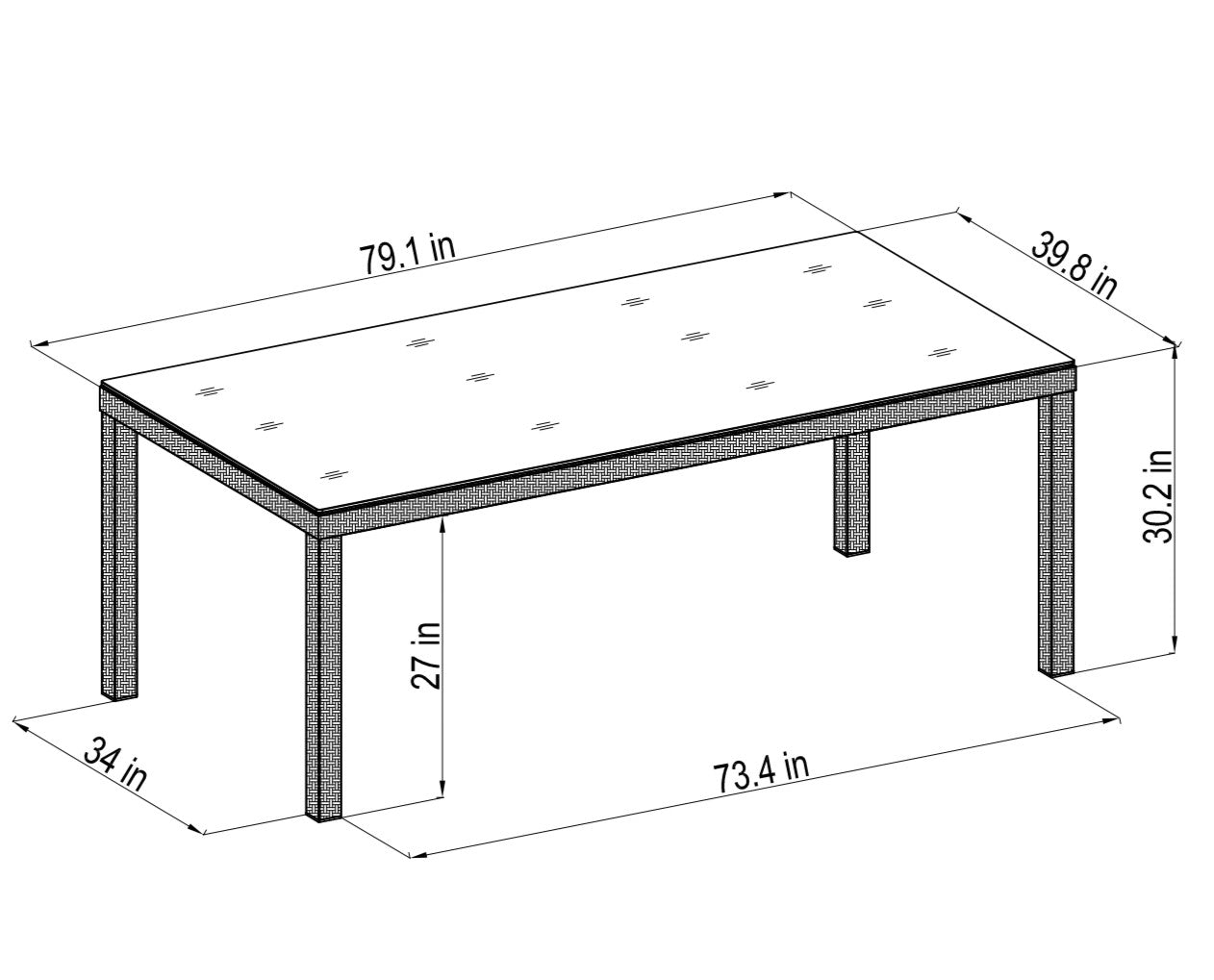 WAS $699 NOW $199 *BRAND NEW* Synthetic Wicker & Glass Rectangular Table