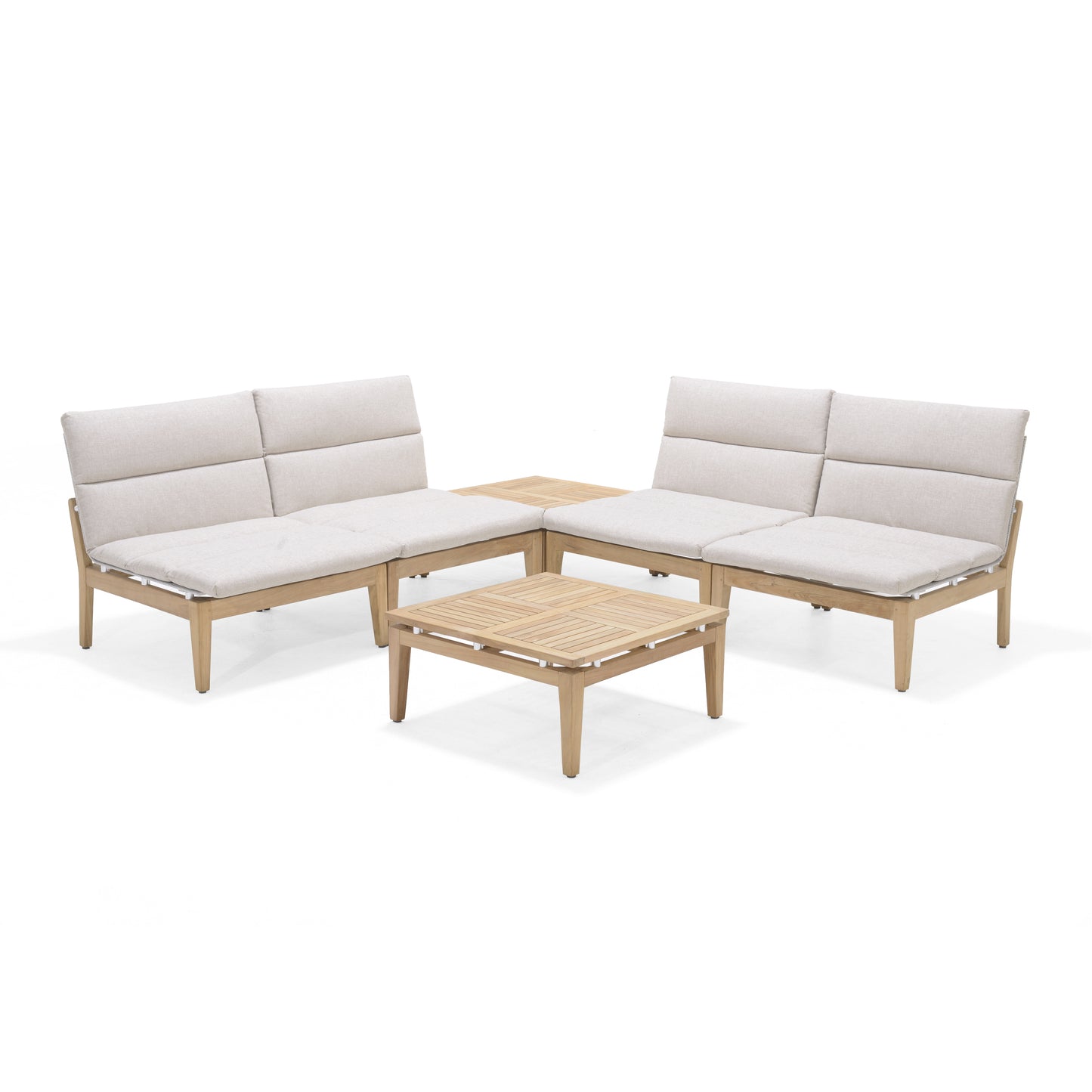 Arno Teak FSC 100% Certified Solid Wood Modular Sofa 6pc Set