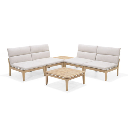 Arno Teak FSC 100% Certified Solid Wood Modular Sofa 6pc Set