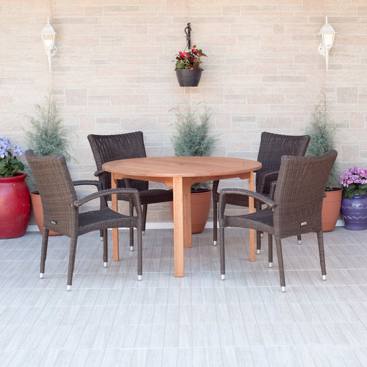 WAS $1299 NEW $699  BRAND NEW 5 Pieces Round Table Dining Set Made Of FSC Solid Wood - Ideal Furniture Set For Outdoor