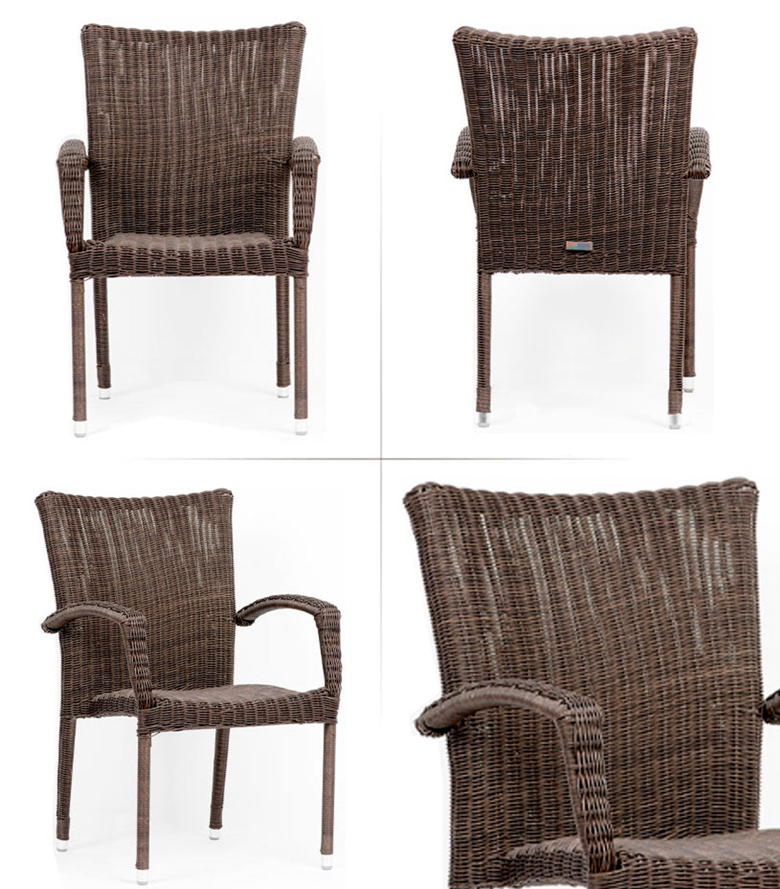 Bari Aluminum and Wicker Dining Armchair