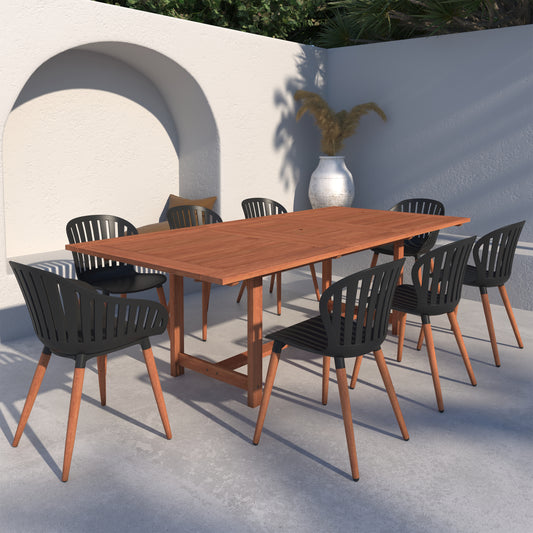 WAS $1949 NOW $1149 BRAND NEW 9 Piece Rectangular Extendable Dining Set | 100% FSC Certified Solid Wood | Ideal Furniture Set for Outdoor