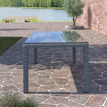 WAS $699 NOW $199 *BRAND NEW* Synthetic Wicker & Glass Rectangular Table
