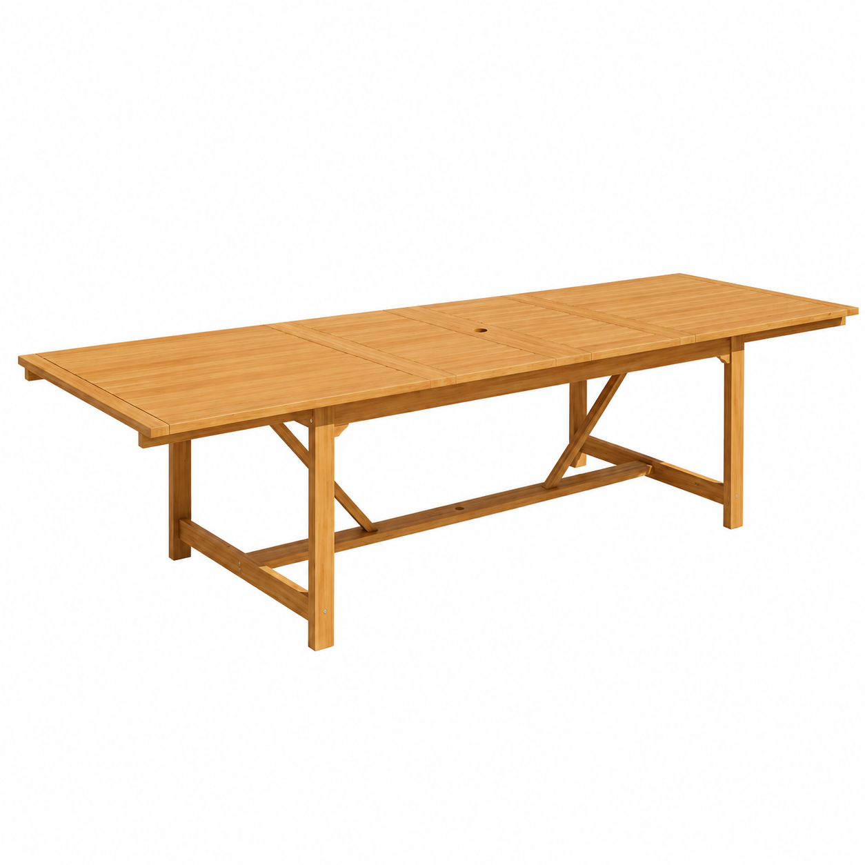 Leyland Deluxe Teak Finish  Solid Wood Rectangular Extendable Table