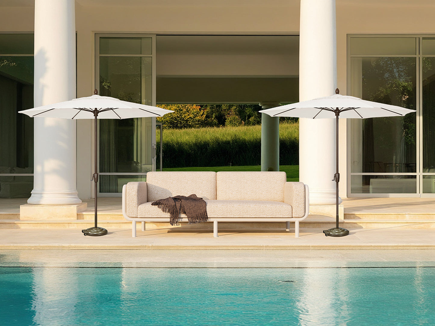 Free Standing Bronze Aluminum Umbrella Base with Wheels
