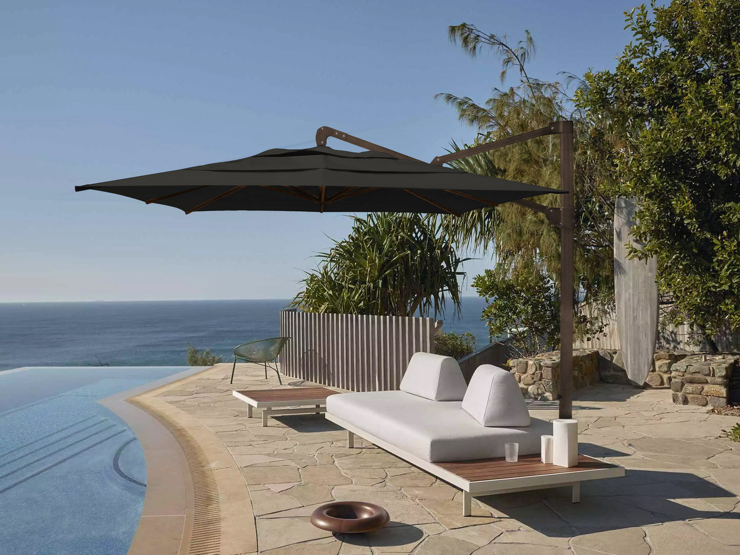 Cantilever 10FT Square Aluminum Umbrella with Granite Base