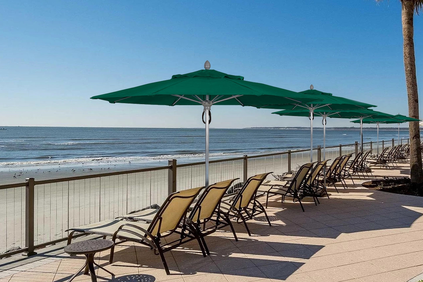 Luna 11FT Octagonal Pulley Aluminum Umbrella - Sunbrella Fabric