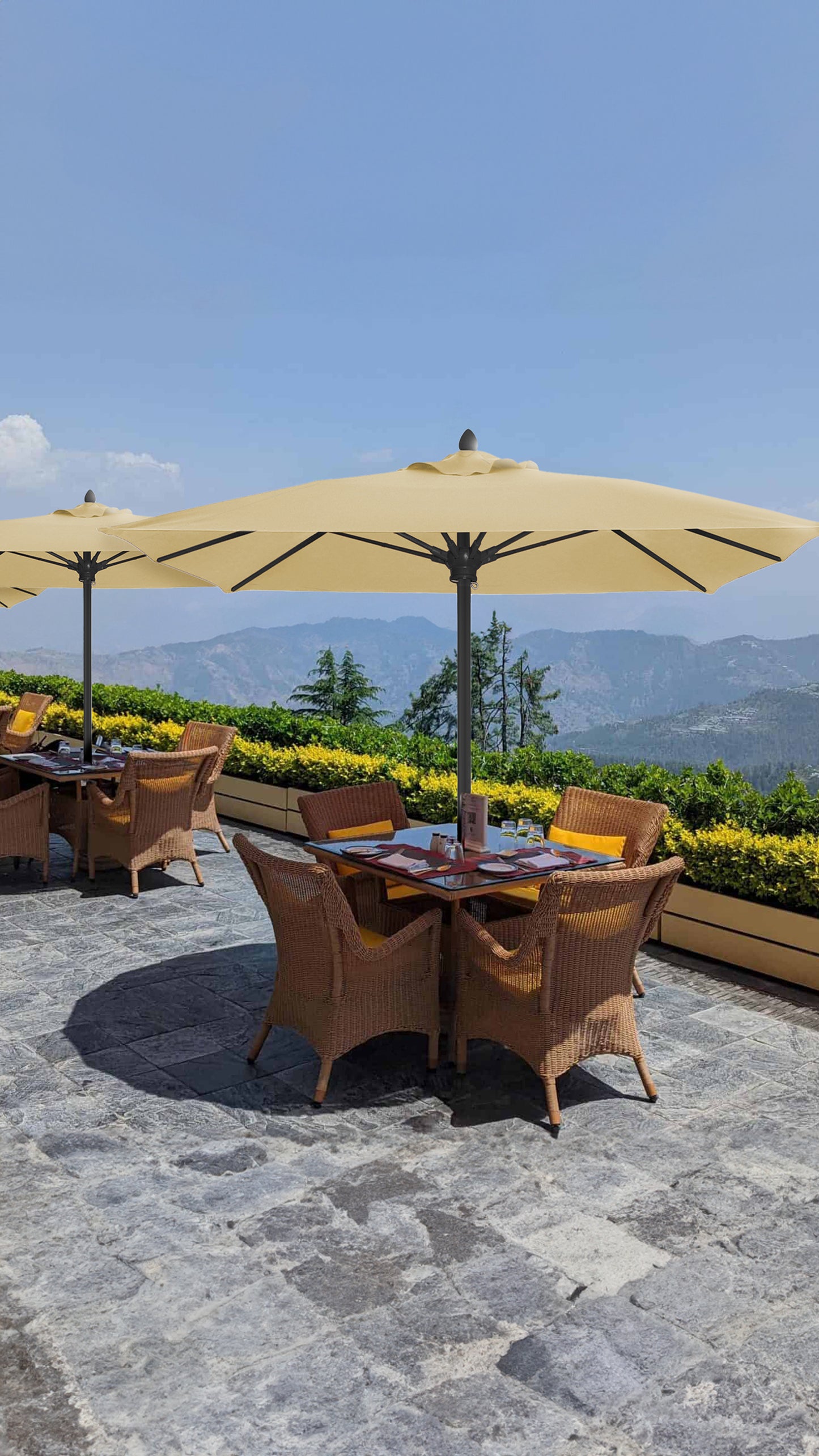 Luna 6FT Square Pulley Aluminum Umbrella - Sunbrella Fabric