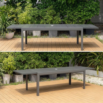 Mayor Extendable Die-Cast Aluminum Rectangular Dark Table