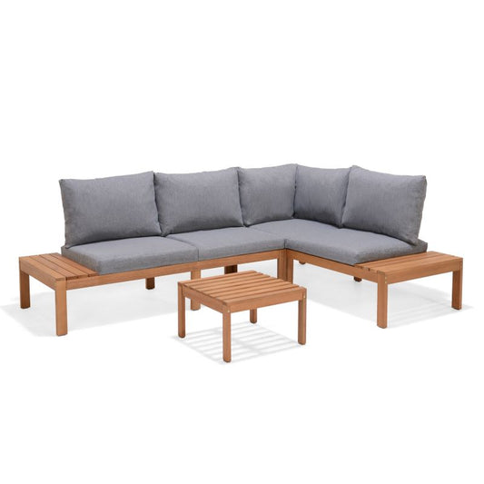 Griffin  Solid Wood With Grey Cushion Seating Set