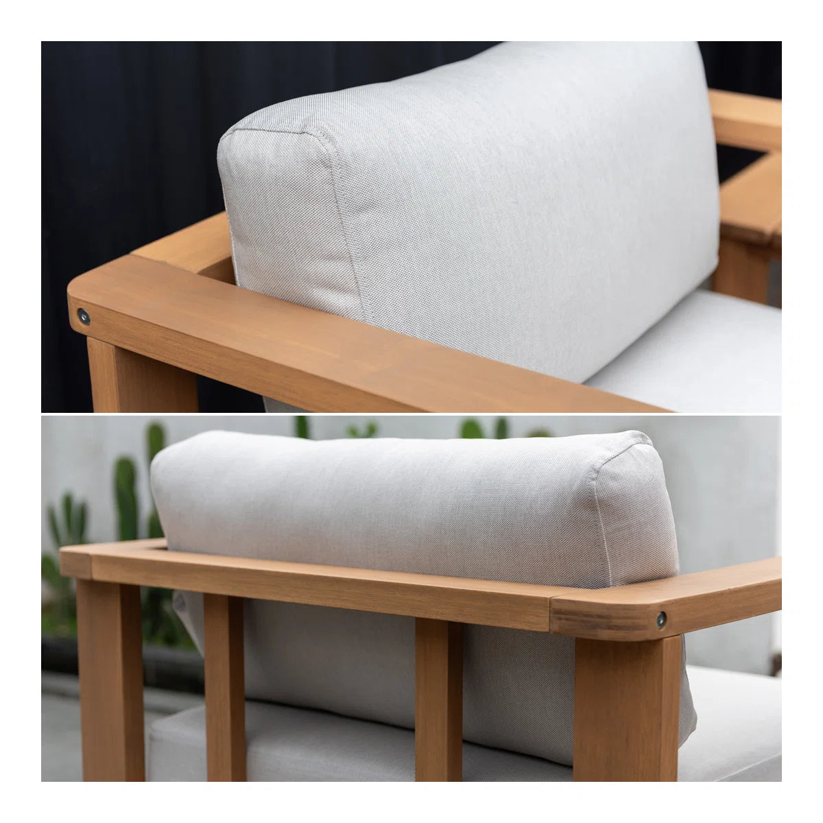 Brooke 4PC Teak Finish  Solid Wood With Olefin Cushion Seating