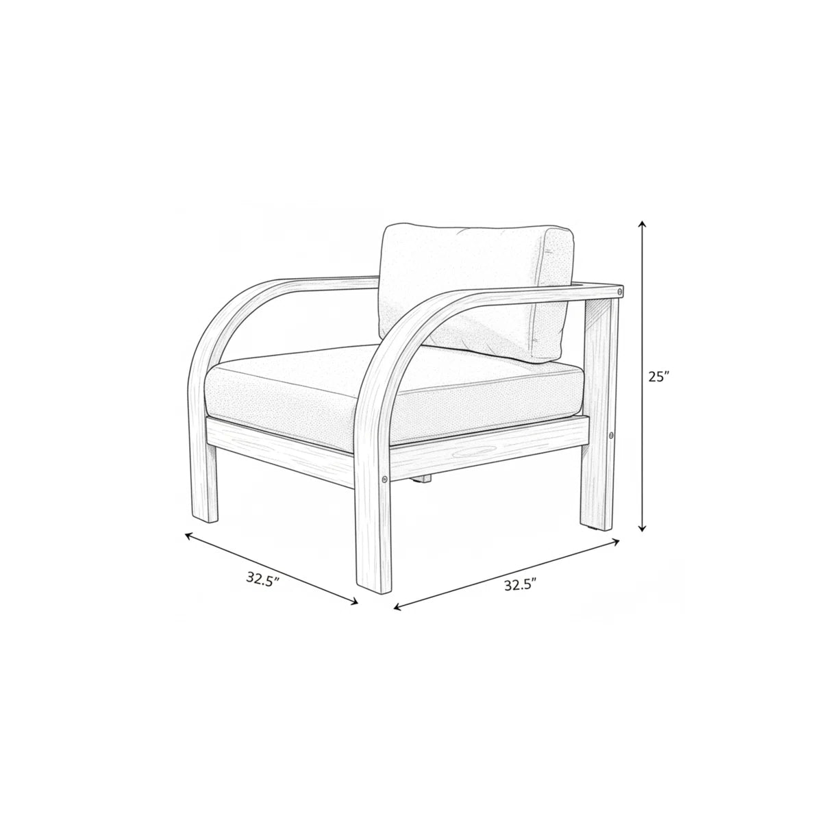 Brooke 3PC Teak Finish  Solid Wood With Olefin Cushion Seating
