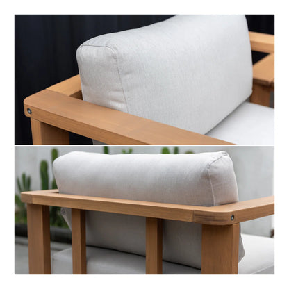 Brooke 3PC Teak Finish  Solid Wood With Olefin Cushion Seating