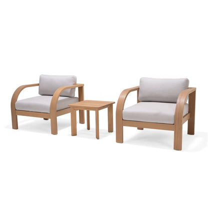Brooke 3PC Teak Finish  Solid Wood With Olefin Cushion Seating