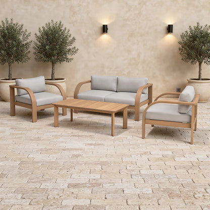 Brooke 4PC Teak Finish  Solid Wood With Olefin Cushion Seating