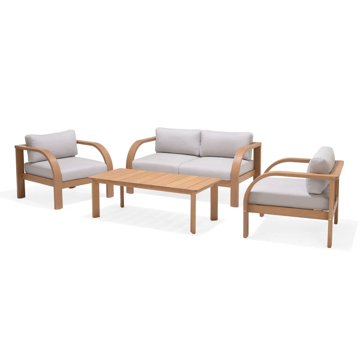 Brooke 4PC Teak Finish  Solid Wood With Olefin Cushion Seating