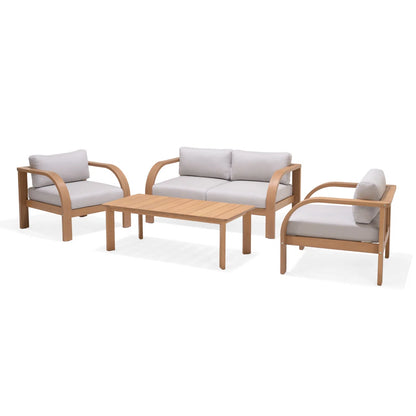 Brooke 4PC Teak Finish  Solid Wood With Olefin Cushion Seating