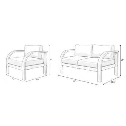 Brooke 4PC Teak Finish  Solid Wood With Olefin Cushion Seating