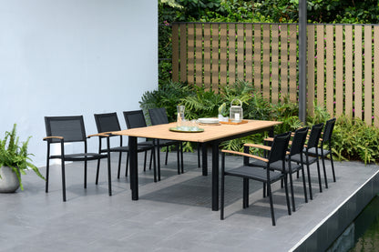 WAS $1799 NOW $899 OPEN BOX (never used) Solidwood 100% FSC; Die-Cast Aluminum 9 Piece Dining set