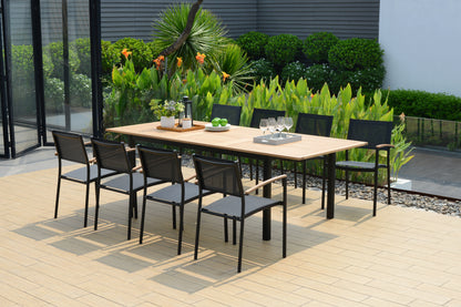 WAS $1799 NOW $899 OPEN BOX (never used) Solidwood 100% FSC; Die-Cast Aluminum 9 Piece Dining set