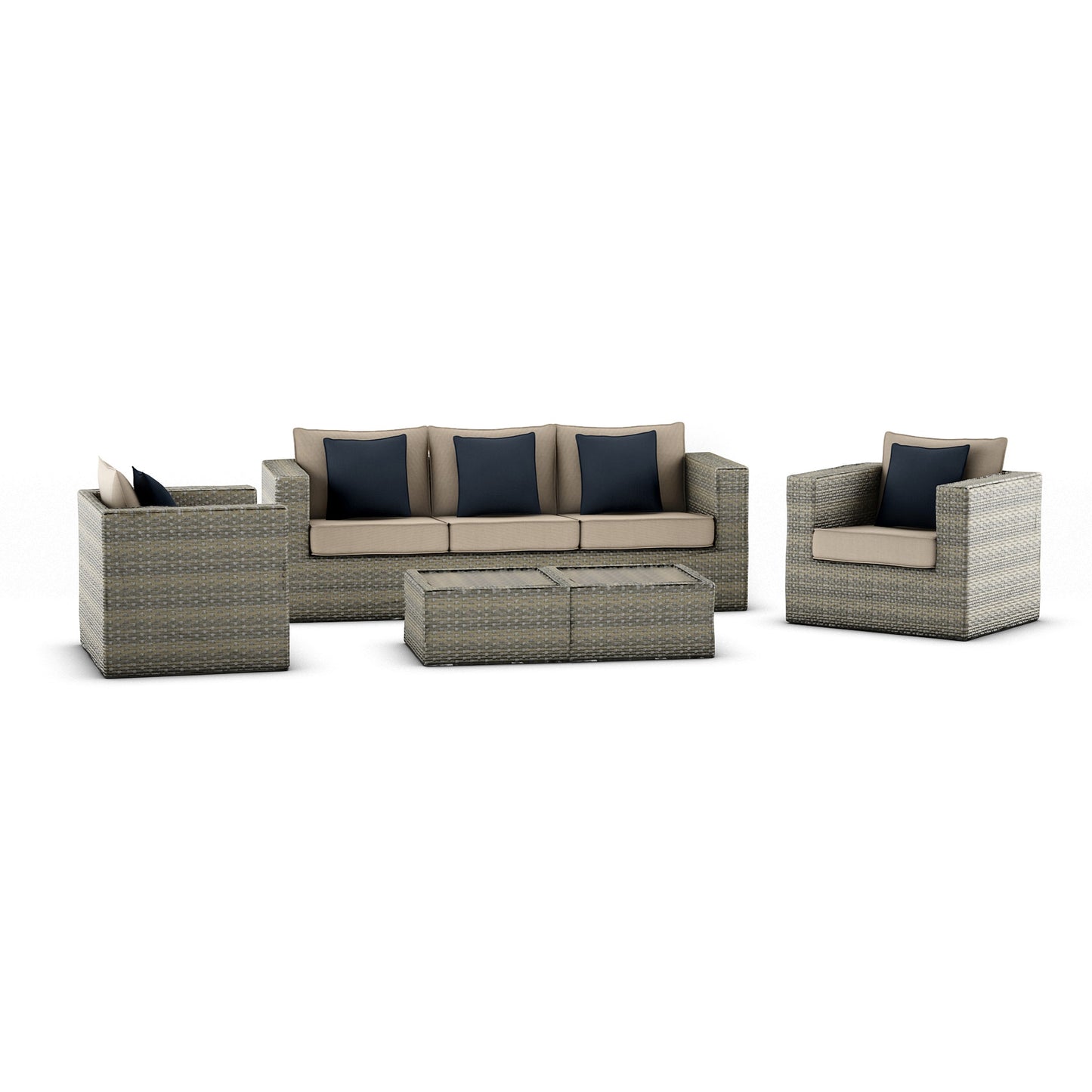 Mustang 5 Pieces Aluminum and Wicker Seating Set
