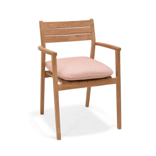 Jade Teak 100% FSC Certified Wood  stacking Arm Chair With Pink Cushion
