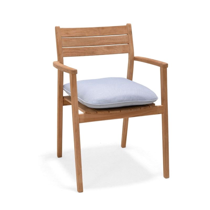 Jade Teak 100% FSC Certified Wood  stacking Arm Chair With Blue Cushion
