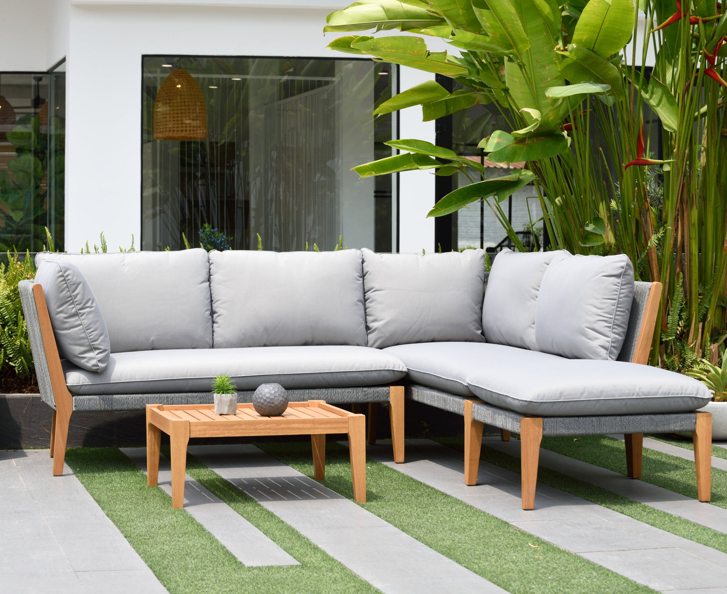WAS $1799 NOW $899 OPEN BOX (never used) Barry 4 Piece 100% FSC Certified Solid Wood Seating Set